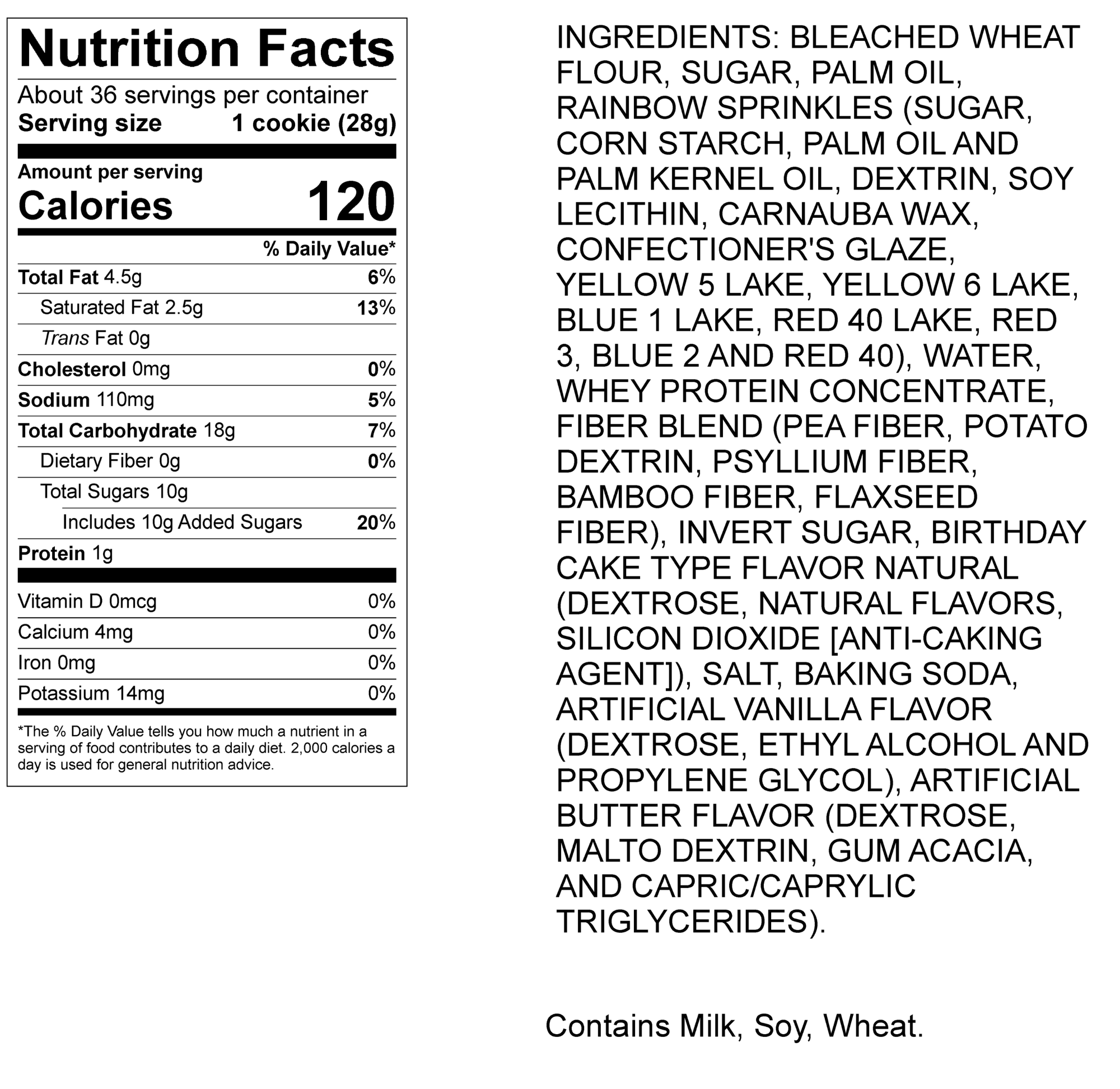 Nutritional Info Celebration Cookie Dough