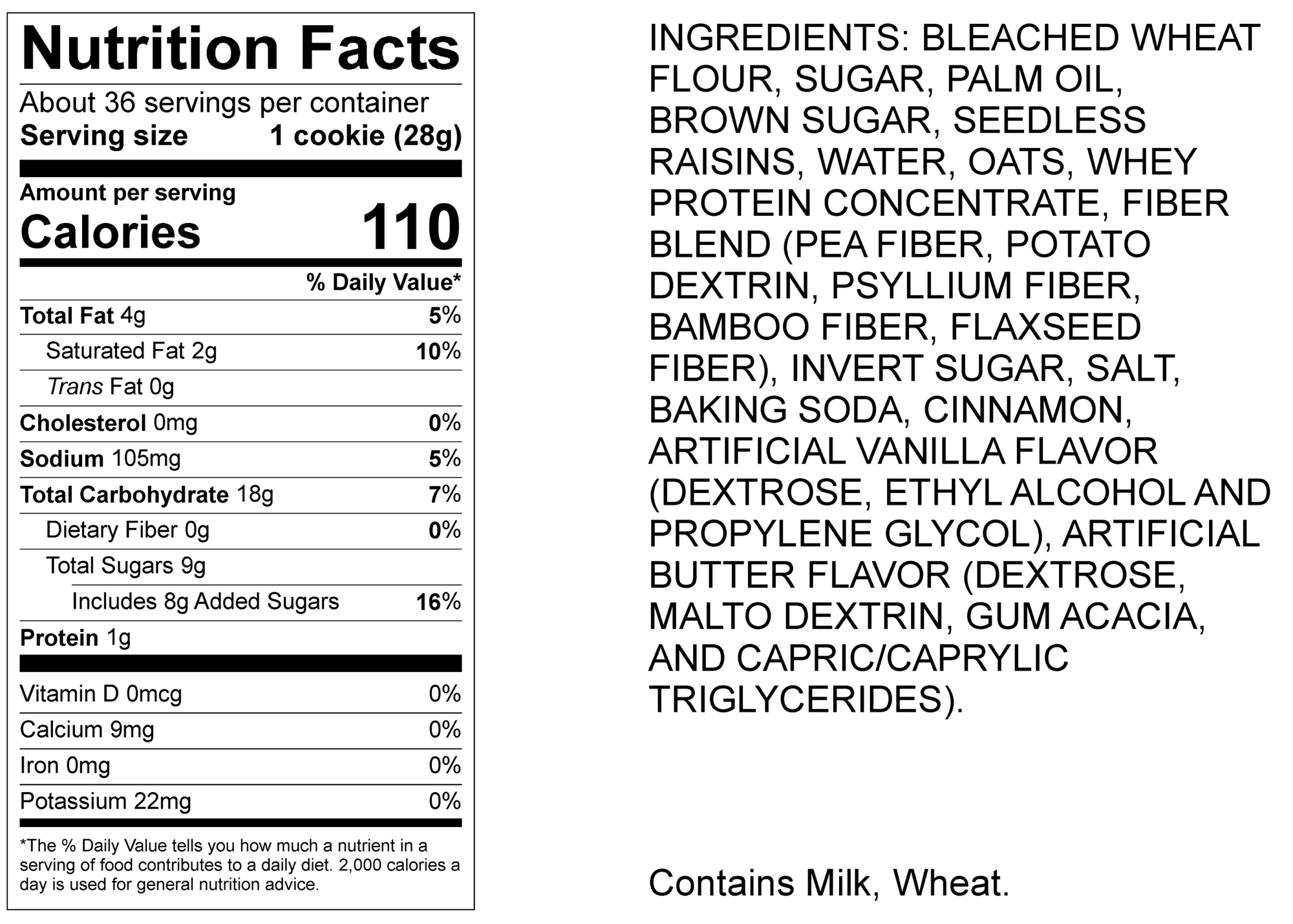 Nutritional Info Oatmeal Raisin Cookie Dough
