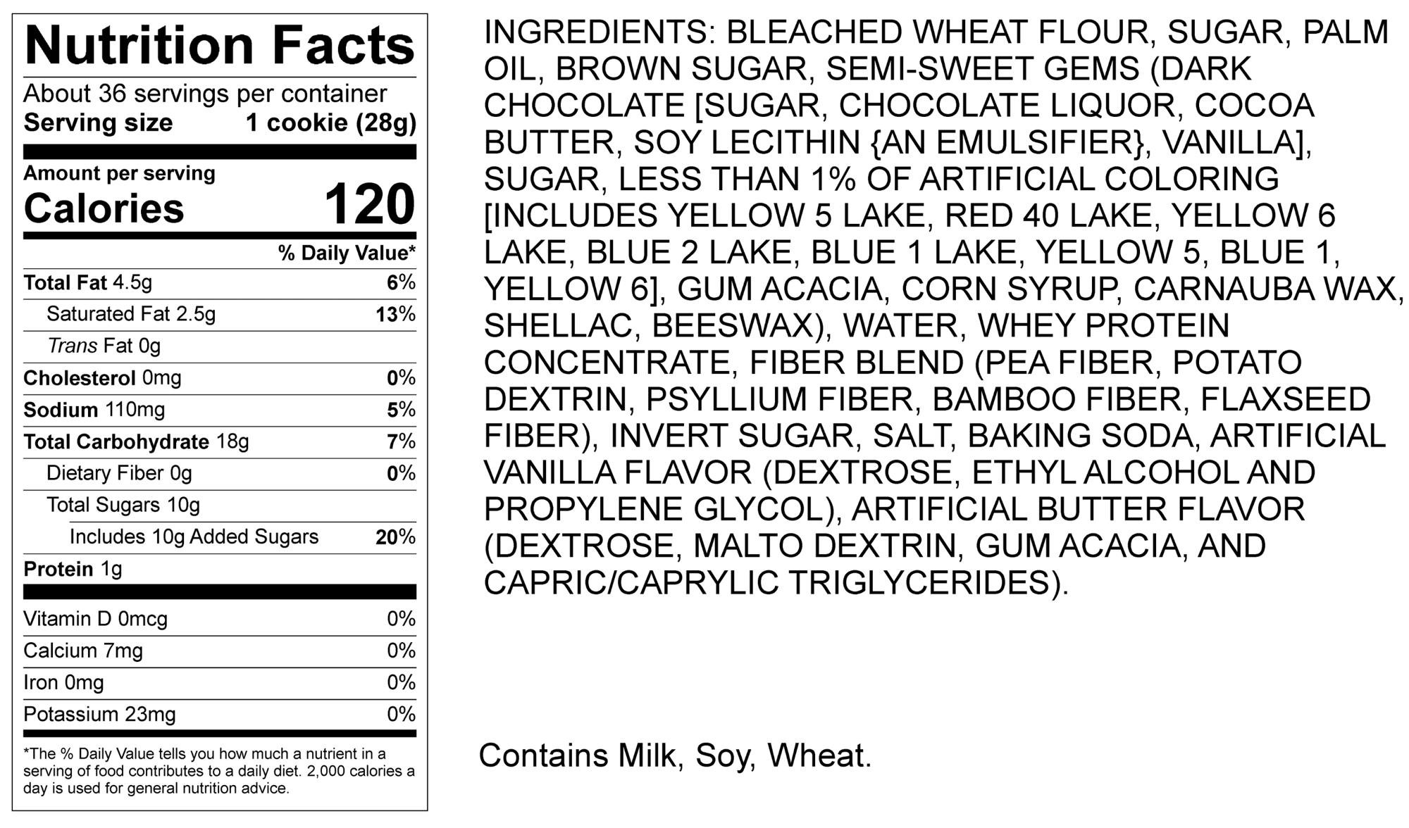 Nutritional Info Rainbow Cookie Dough